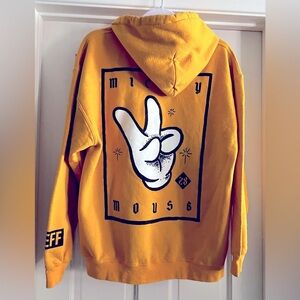 Disney x Neff Sweatshirt Unisex Size Large yellow Mickey Mouse Hoodie Hooded